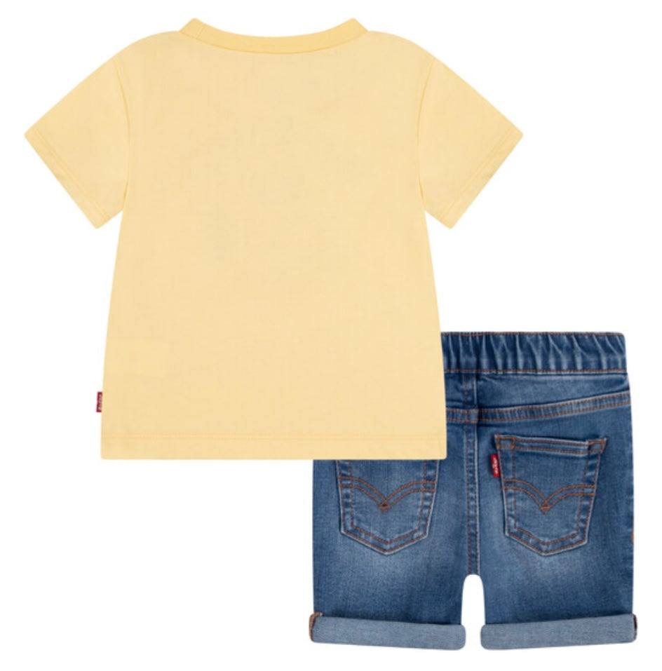 Levi’s yellow western bear T-shirt & denim short set