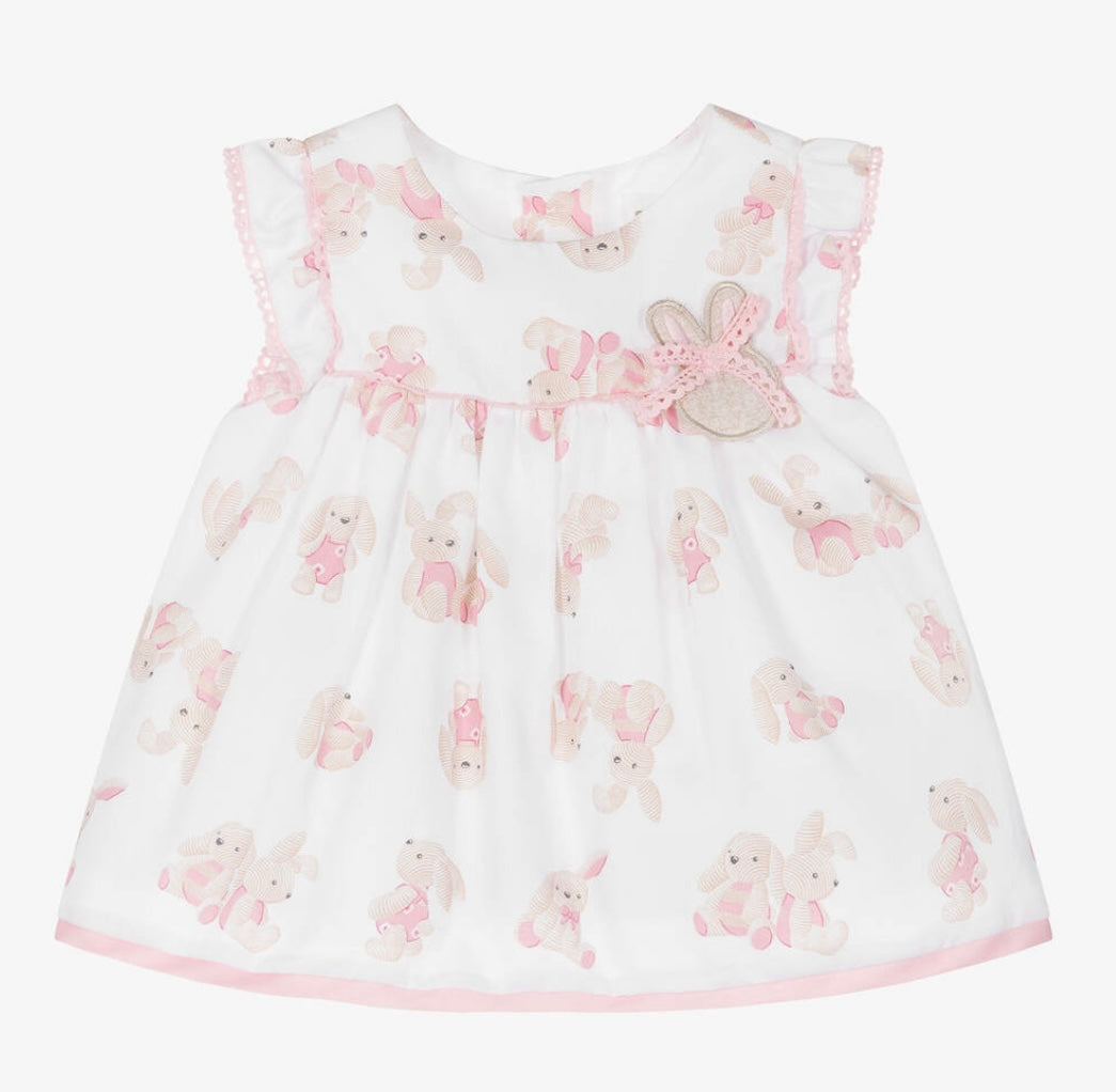 Mayoral girls bunnies print dress & pant set