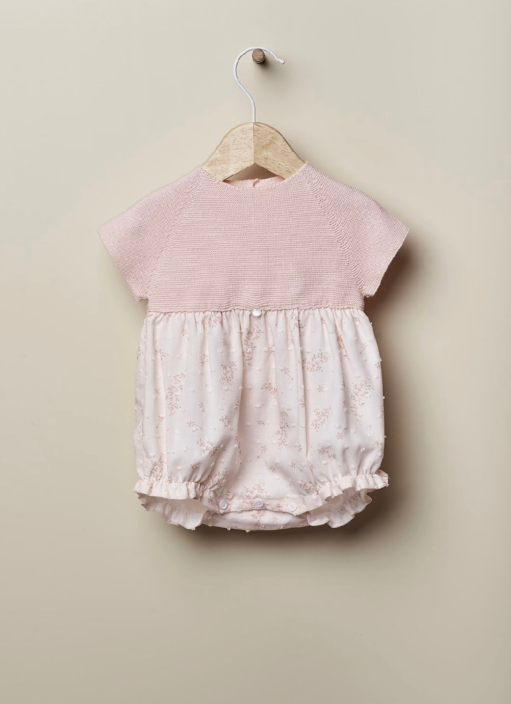 Wedoble pink floral half knit romper