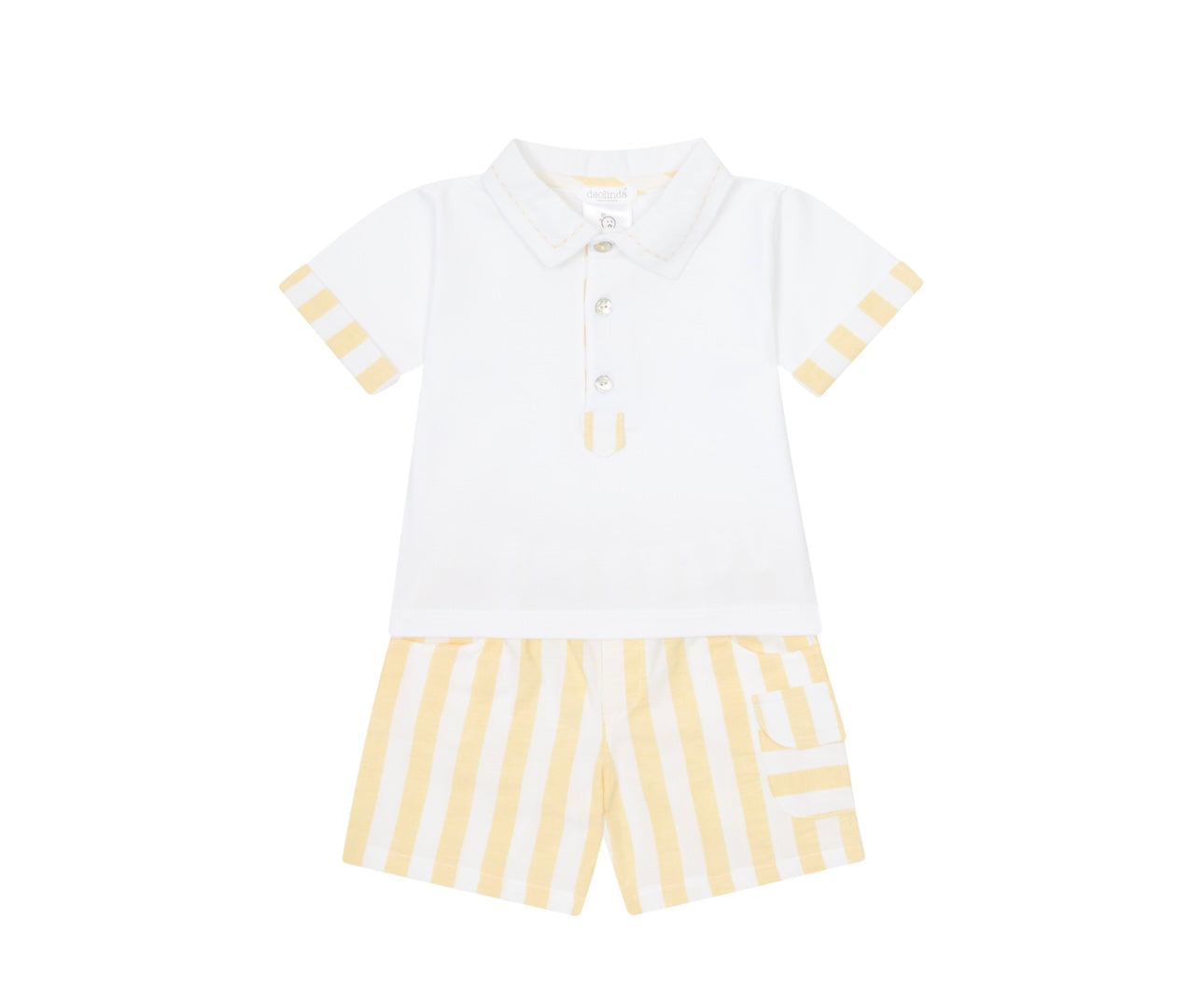 Deolinda yellow & white stripe cotton short set