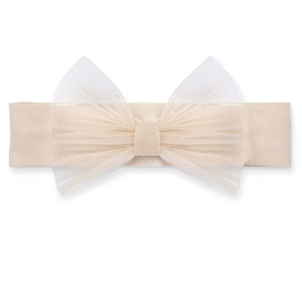 PRE ORDER - Little A Elena beige tulle bow headband