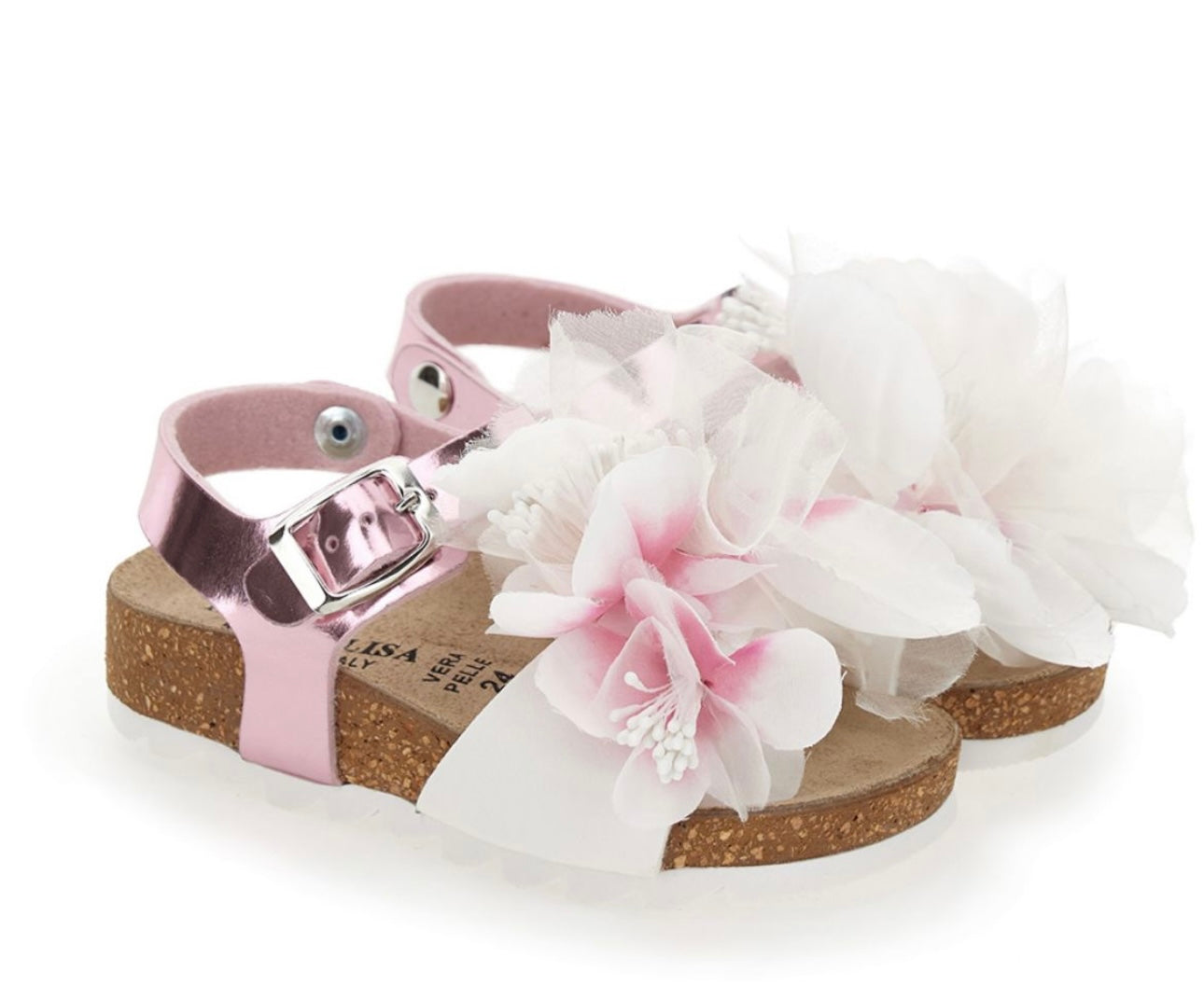 Monnalisa pink flower sandals