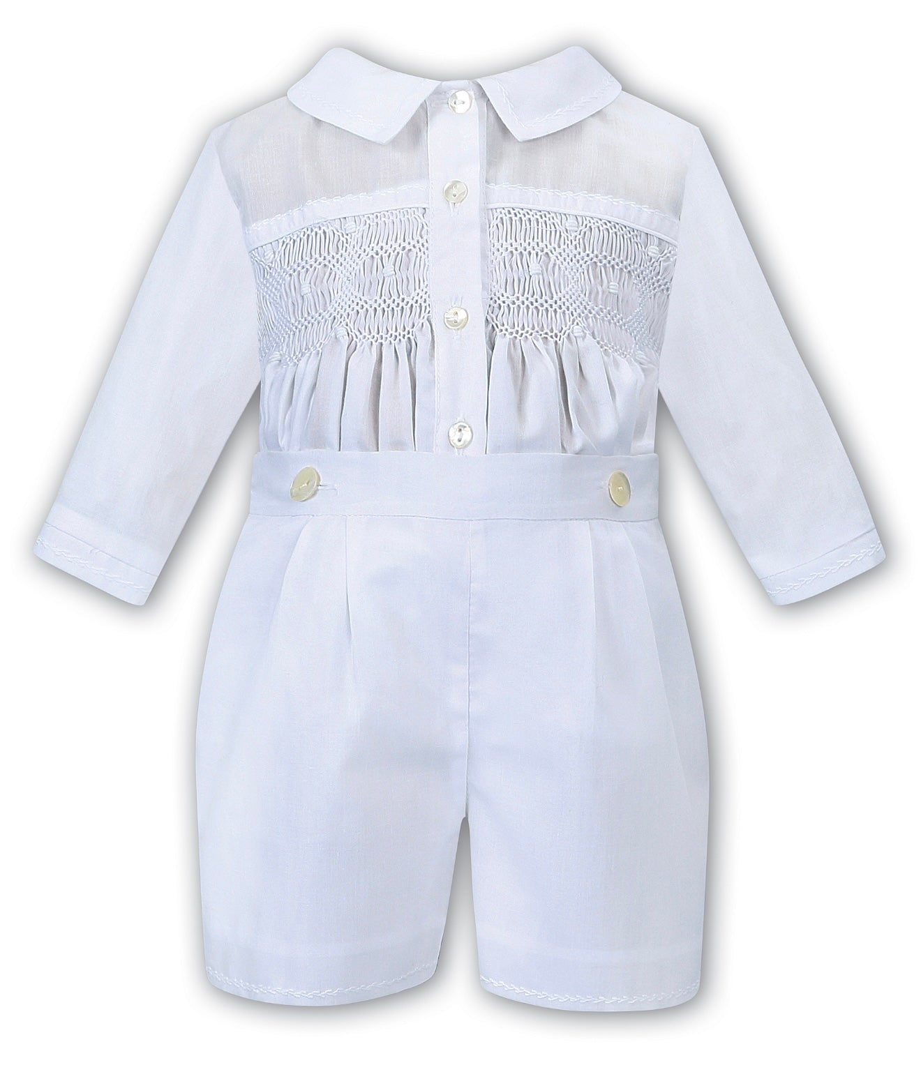 Sarah Louise white smocked bustier suit