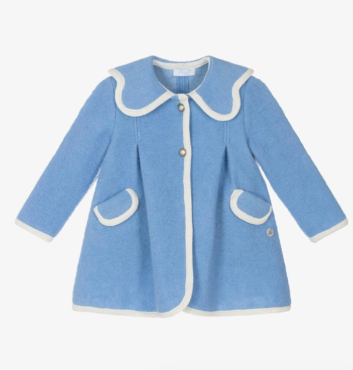 Foque girls blue wool coat