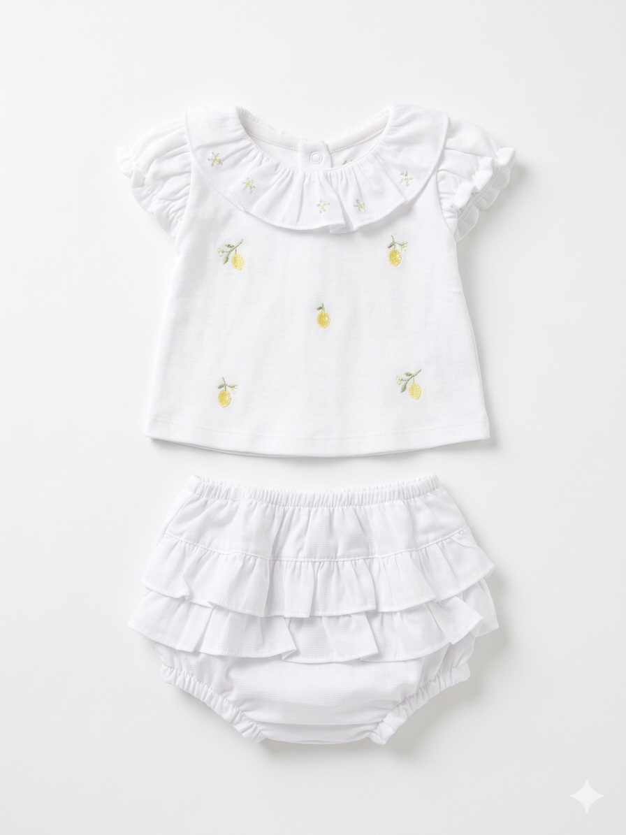 Adriana Mae dolce lemons embroidered bloomer set