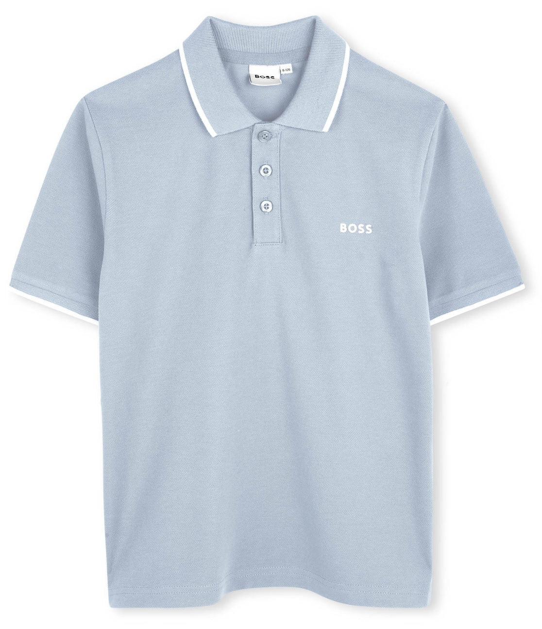Boss boys pale blue & white polo shirt
