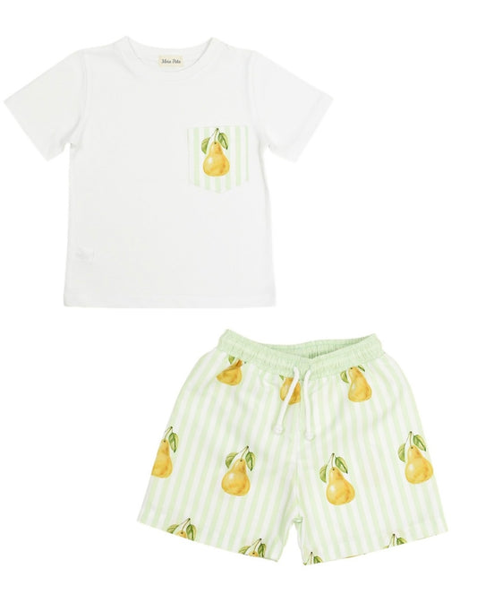 PRE ORDER - meia pata pears boys trunk & t-shirt swim set