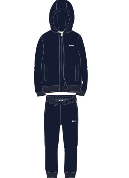 Boss navy zip-up hoodie tracksuit set