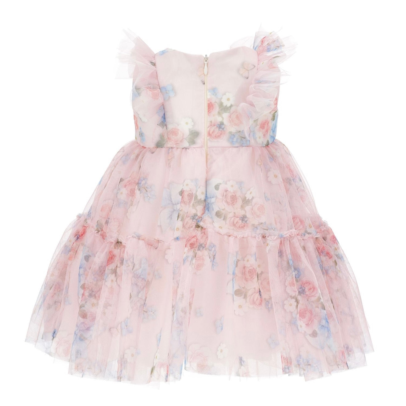 PRE ORDER - monnalisa pink floral tulle dress