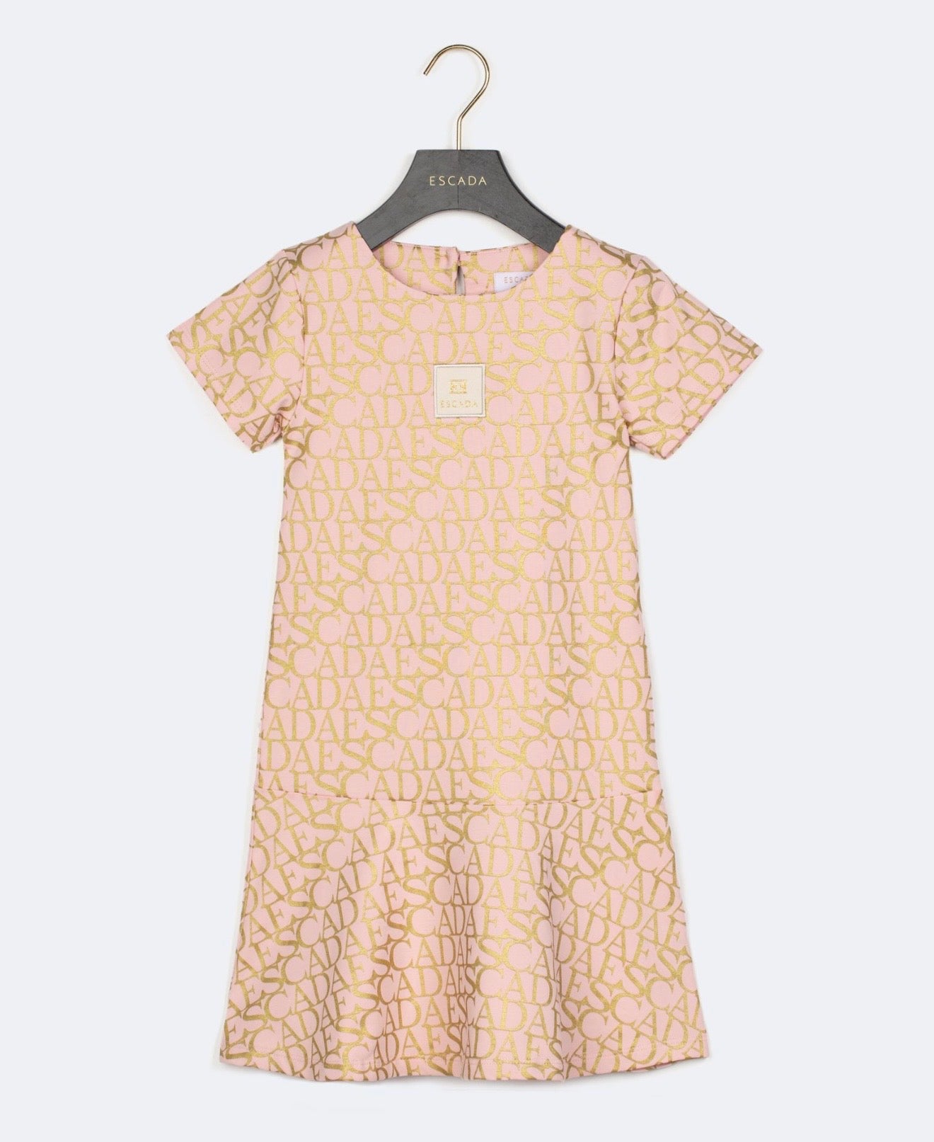 PRE ORDER - Escada pink & gold logo printed dress