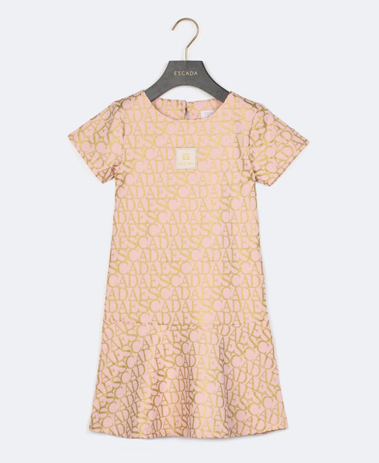 PRE ORDER - Escada pink & gold logo printed dress