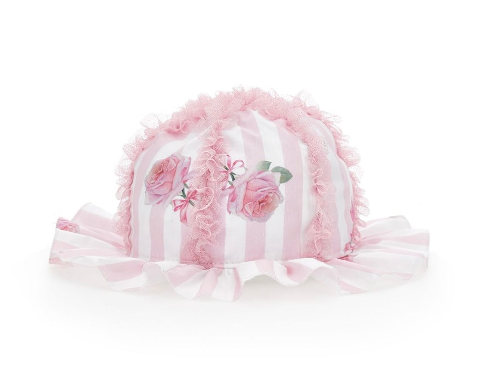 Monnalisa pink floral tulle sun hat