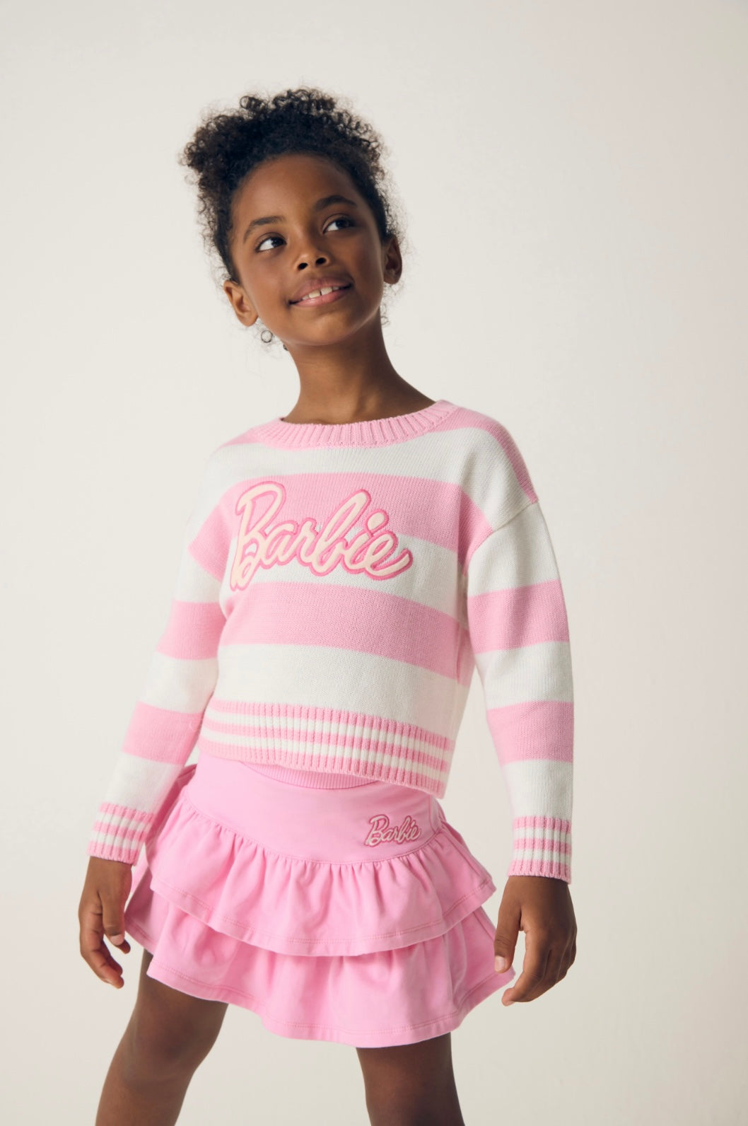 Monnalisa pink & white stripe Barbie jumper