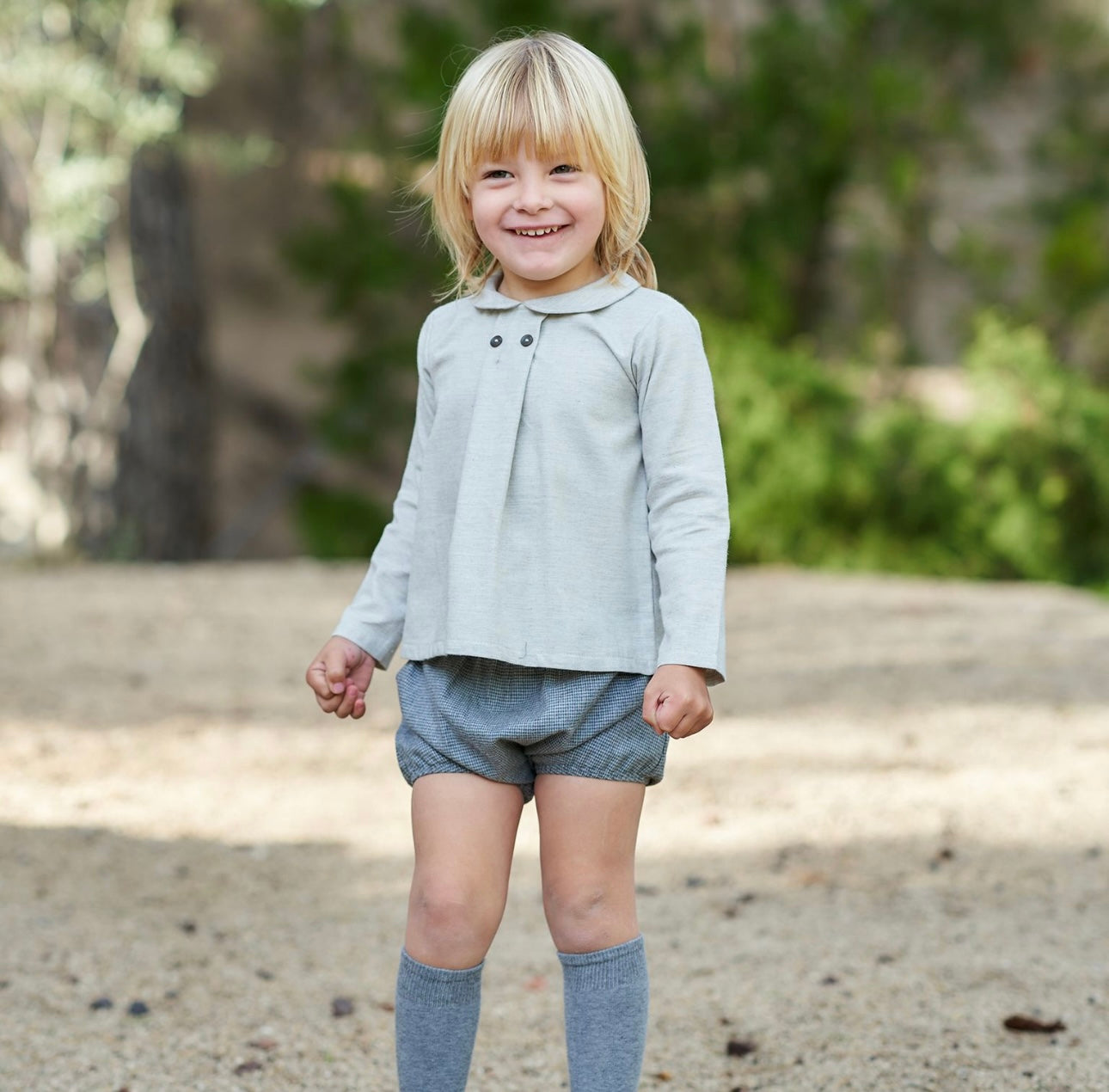 Rapife grey & navy dog tooth shirt and short set