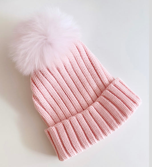 Bimbalo pink Pom Pom knit hat
