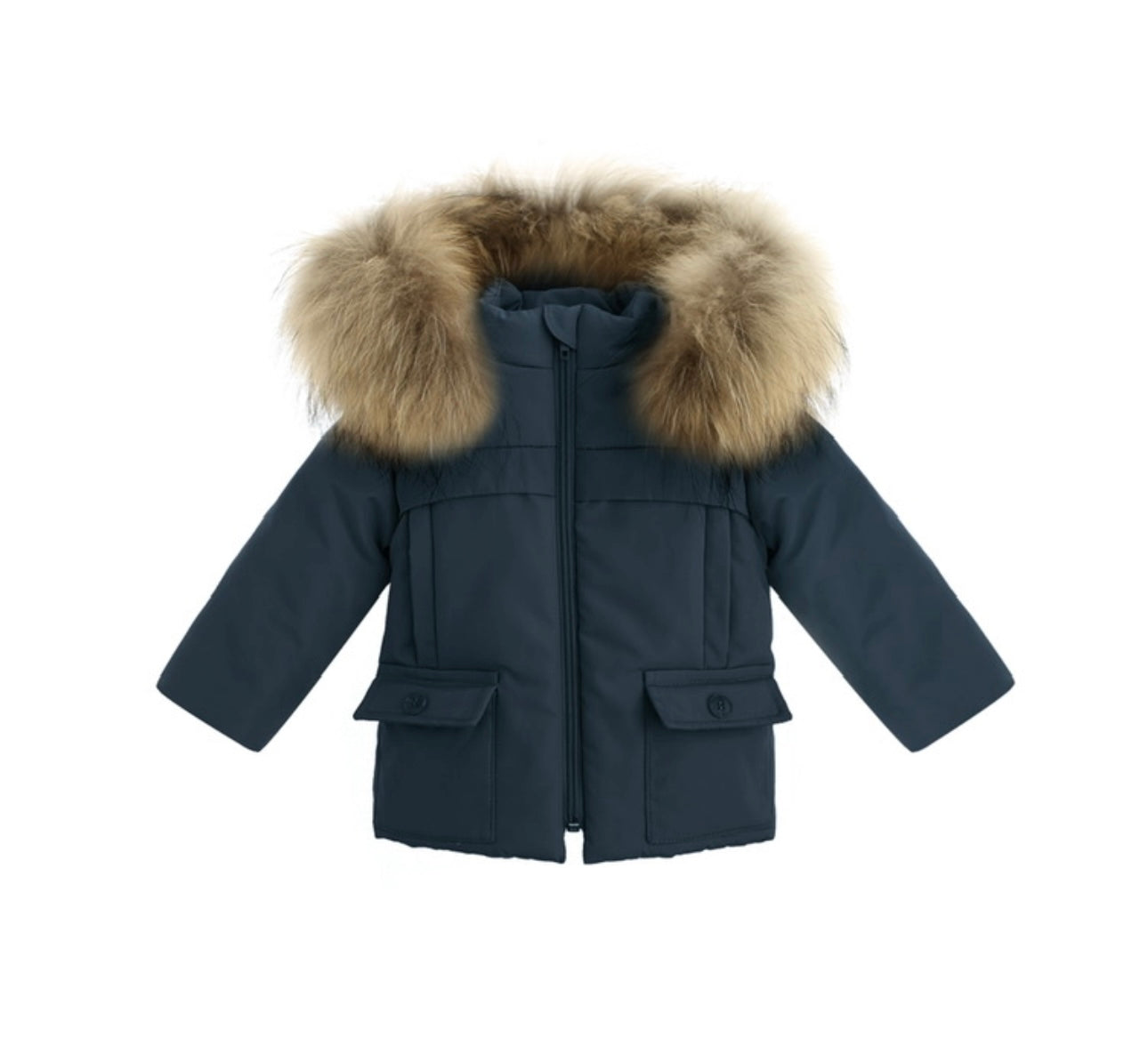 BUFI navy fur puffer coat