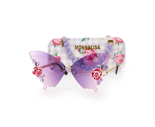 PRE ORDER - monnalisa purple butterfly floral sunglasses & case