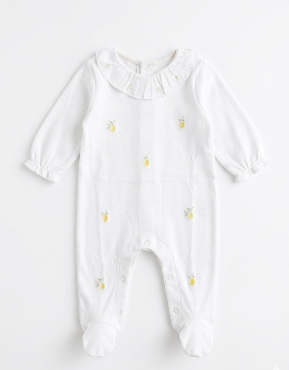 Adriana Mae dolce lemon embroidered babygrow