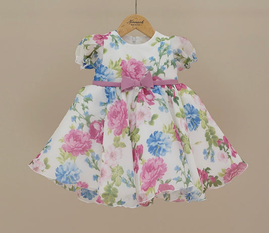 Ninnoah pink & blue roses dress