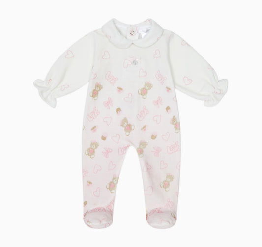 Deolinda velour teddy bear babygrow