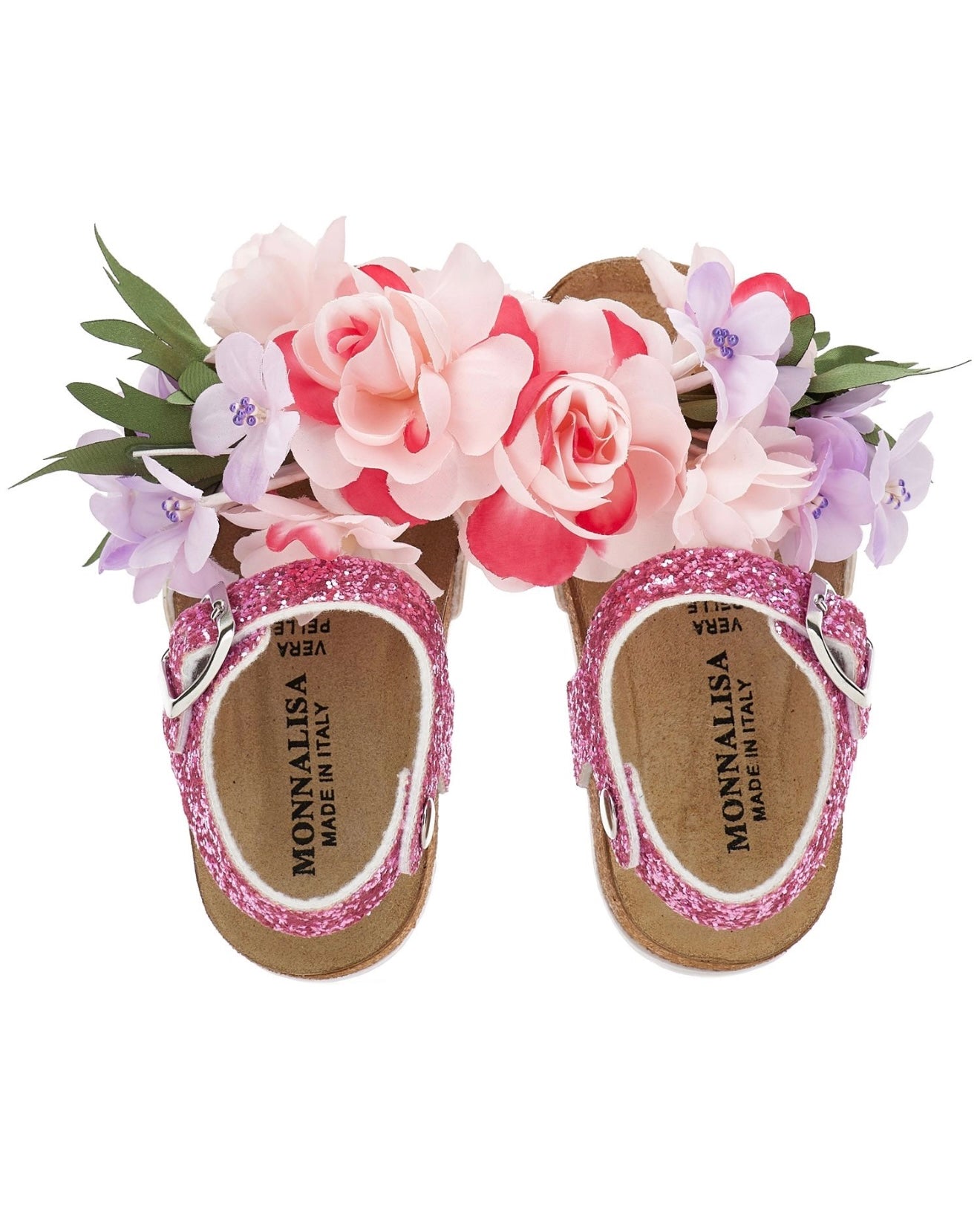 PRE ORDER - monnalisa pink & purple flower sandals