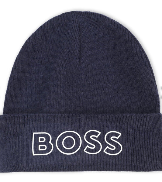 Boss navy logo pull-on hat