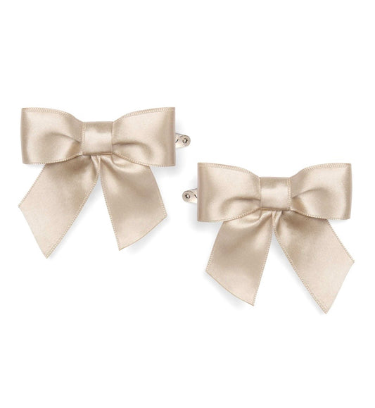 PRE ORDER - Little A Denver beige satin bows