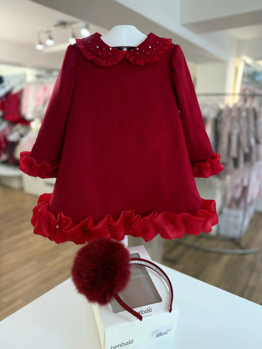 Bimbalo red tulle diamond & pearl dress