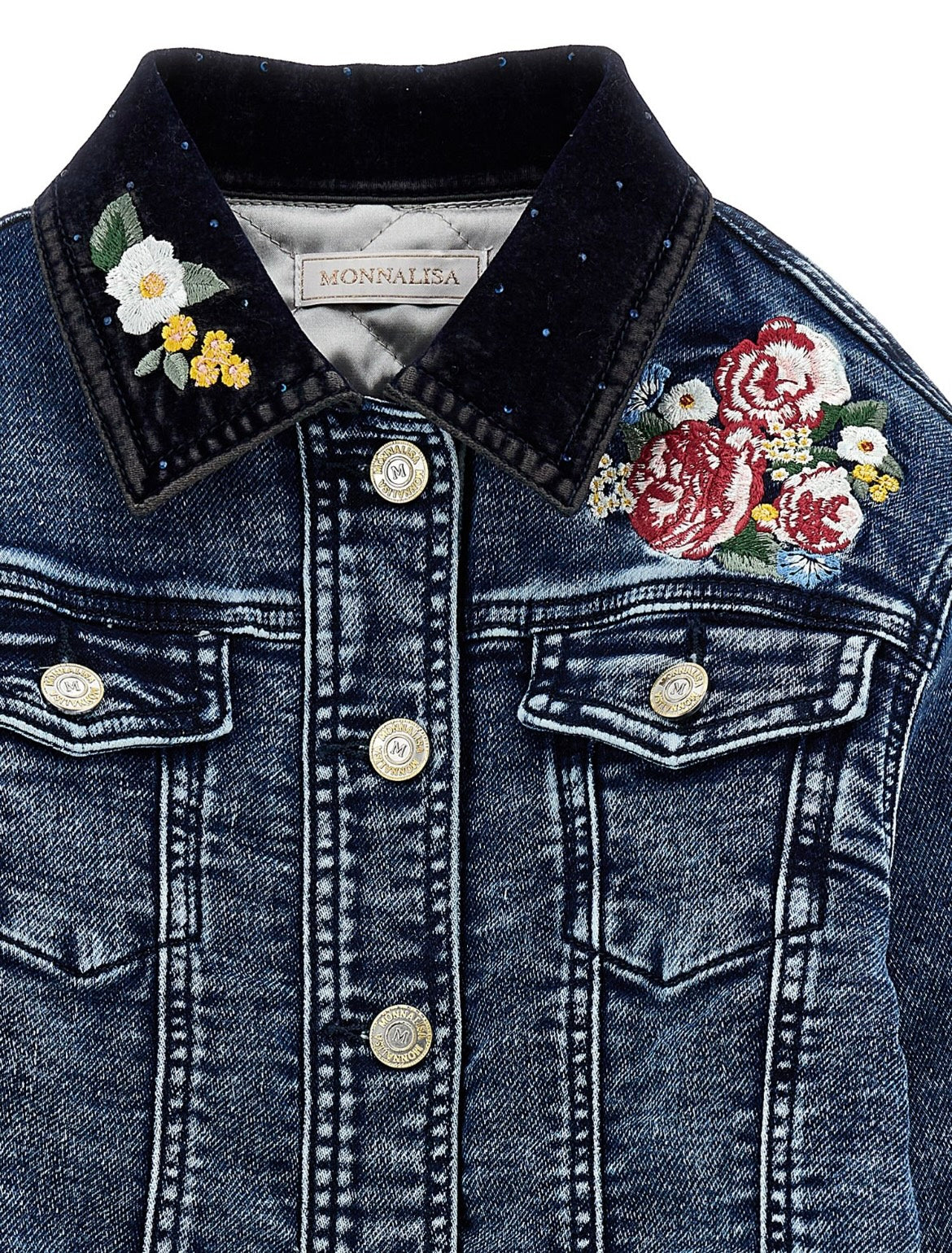 monnalisa rose denim jacket