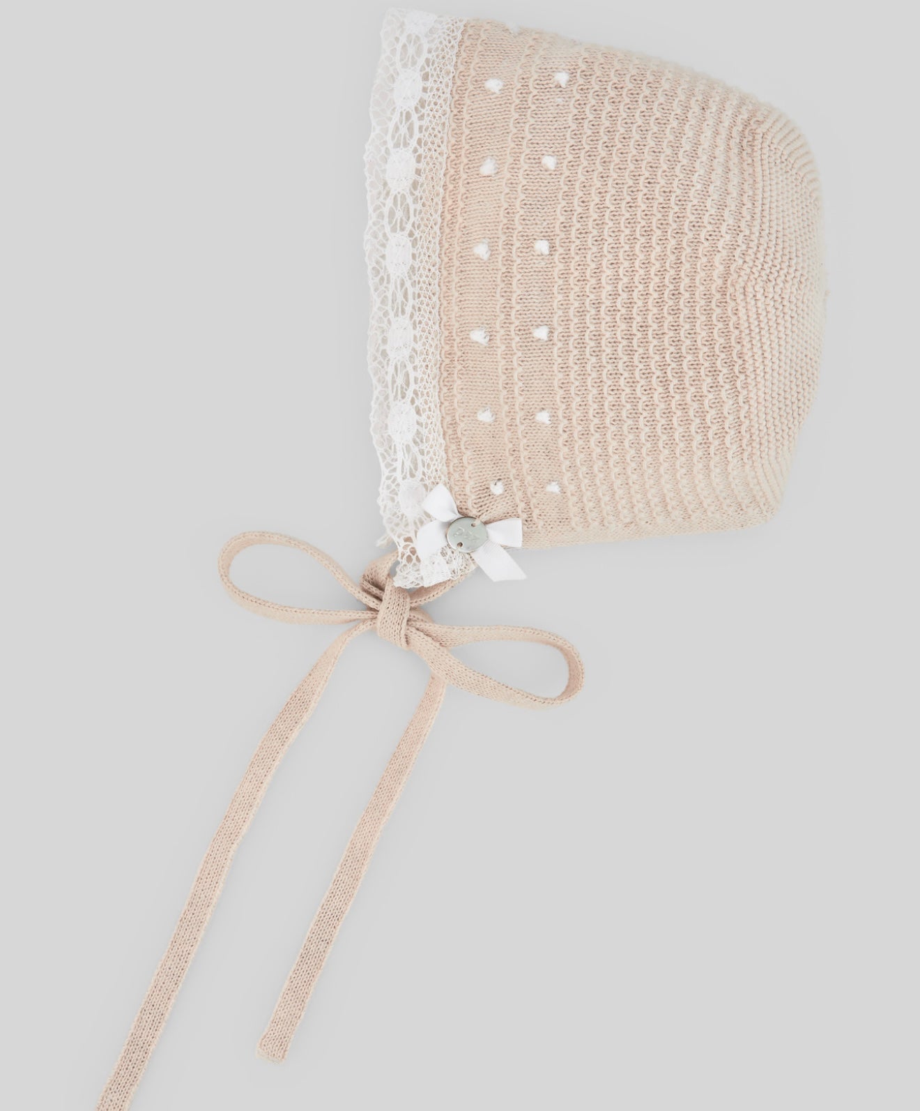 PRE ORDER - Paz beige knit Lace bonnet