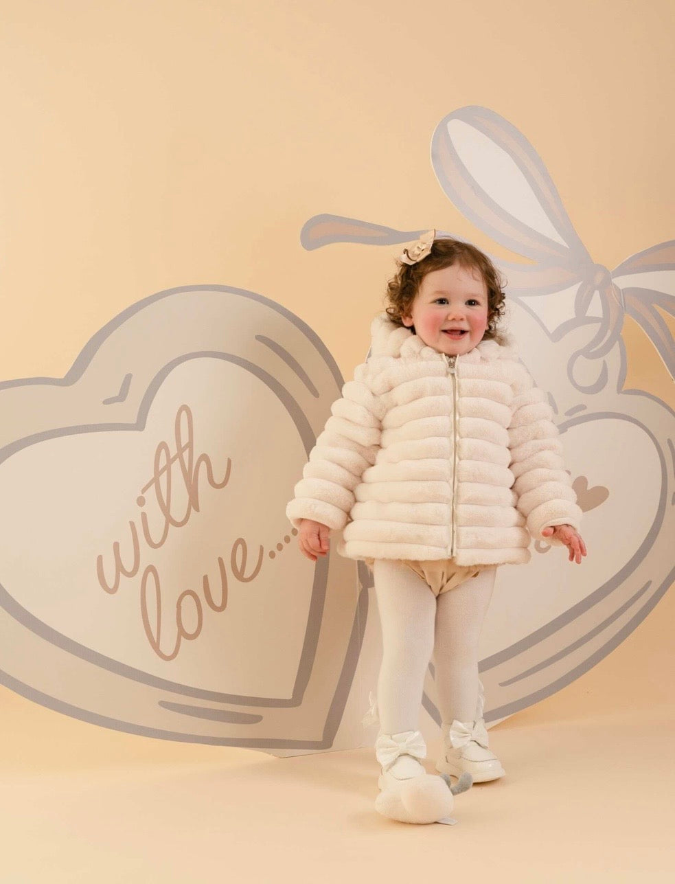 PRE ORDER - Little A Dixie ivory fur jacket