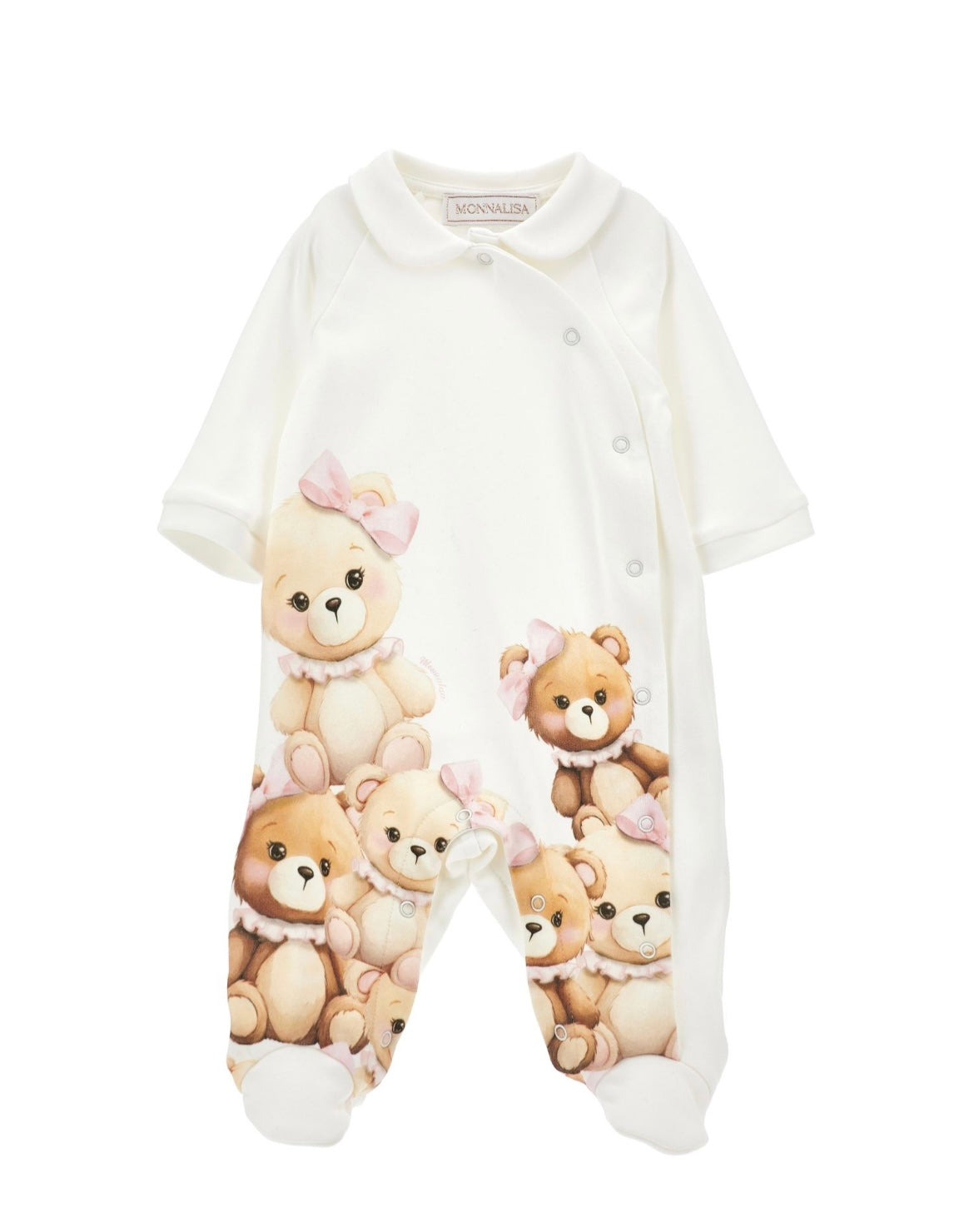 monnalisa teddy print babygrow - pink