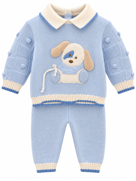 Bimbalo blue knitted dog legging set