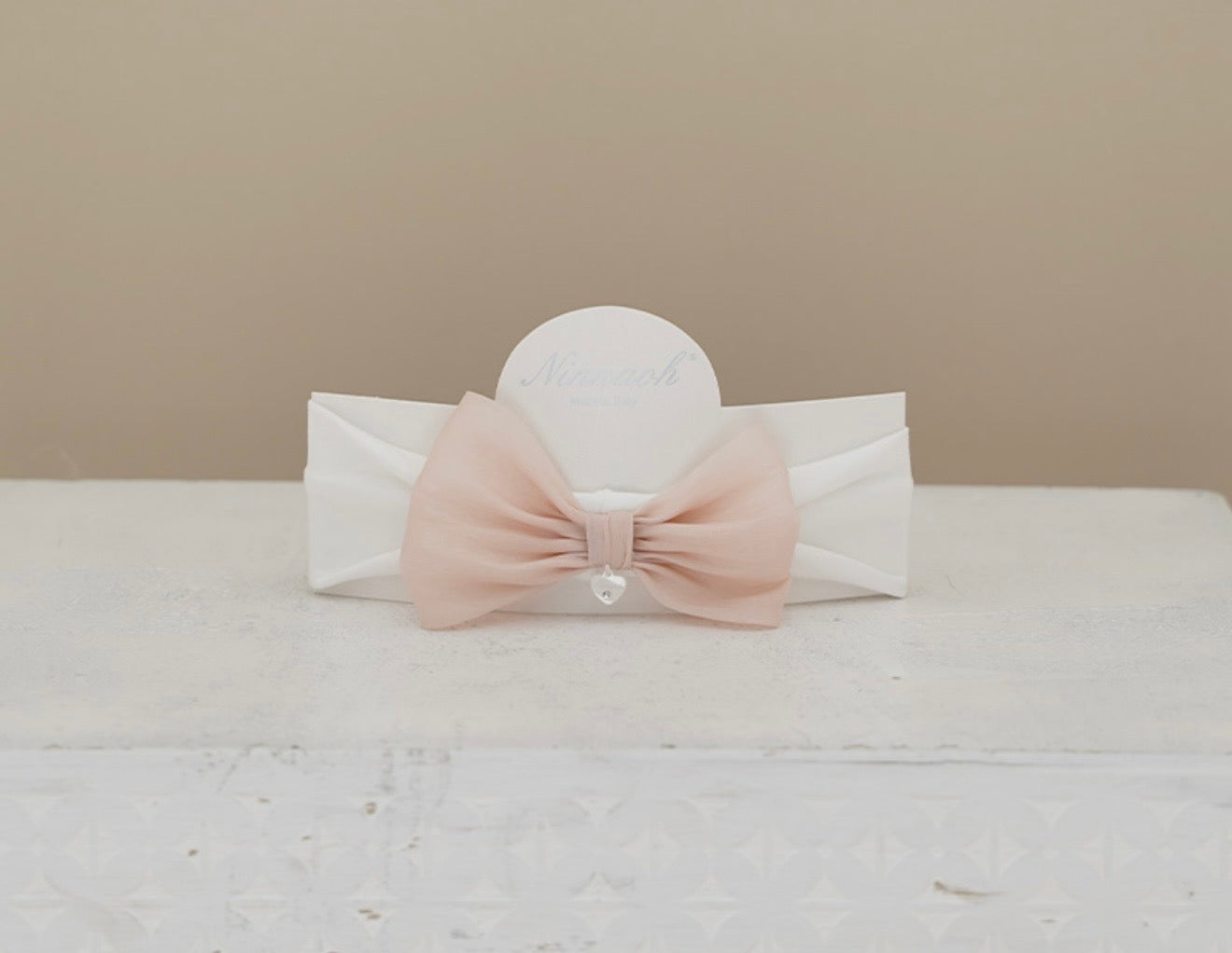 Ninnoah peach chiffon bow headband
