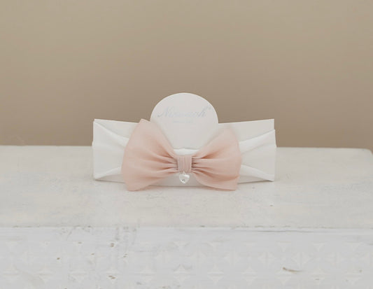 Ninnoah peach chiffon bow headband