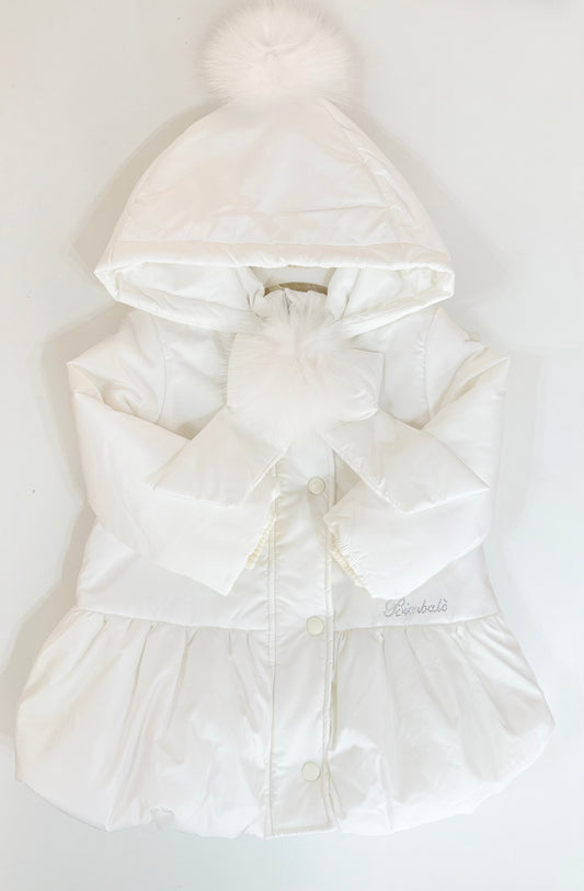 Bimbalo white Pom-pom puffer coat