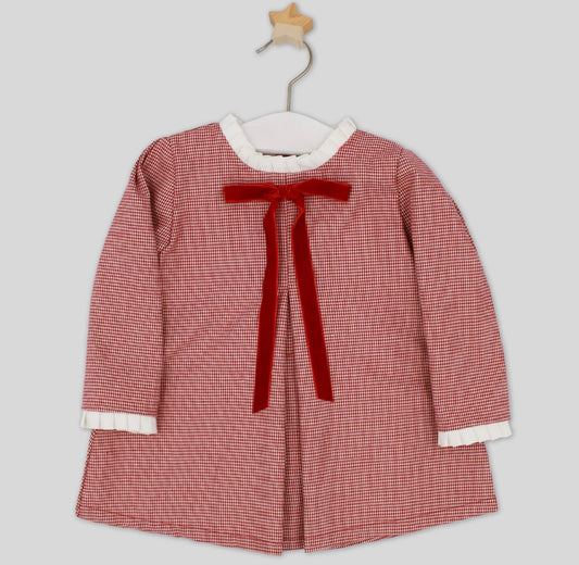Rapife red dog tooth collared dress