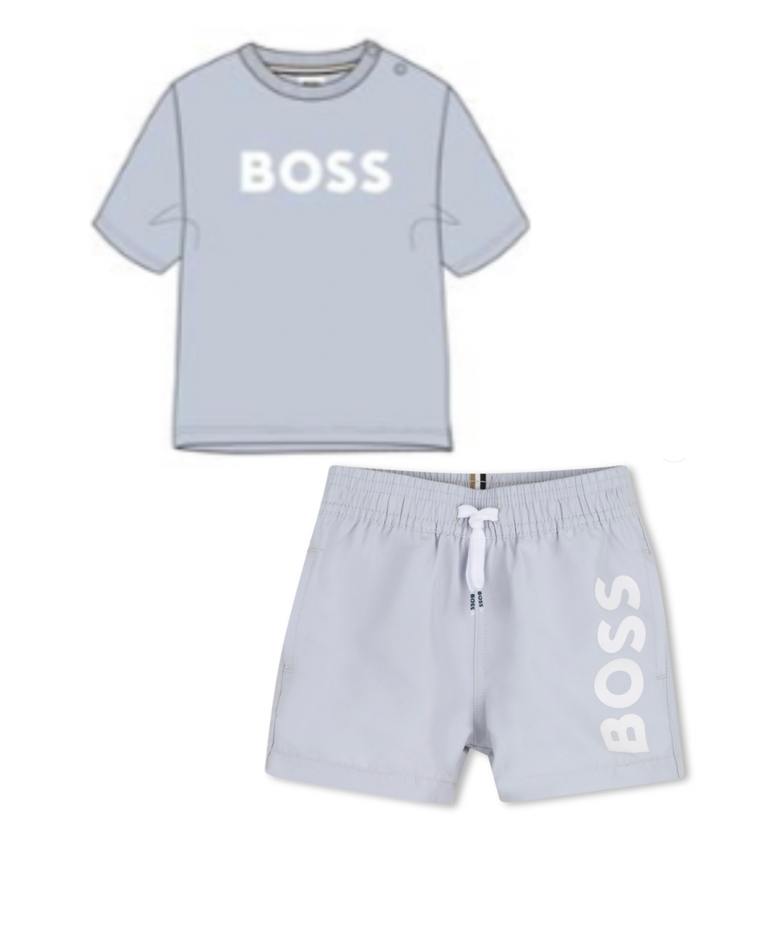 Boss pale blue swim short & t-shirt set