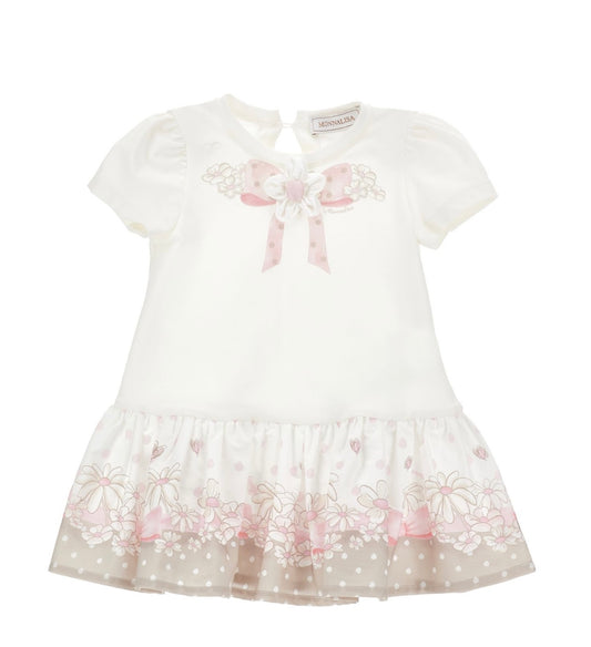 PRE ORDER - monnalisa beige & pink daisies dress