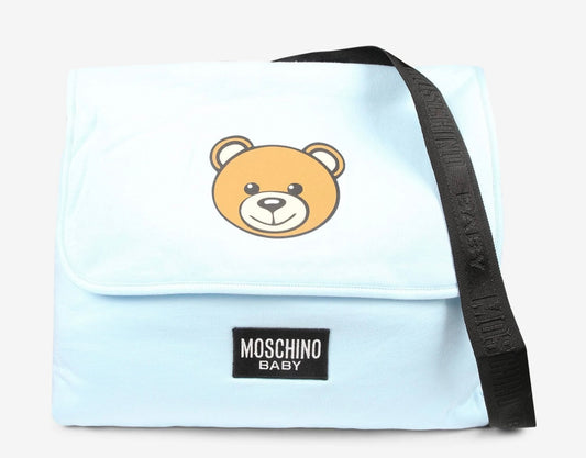 Moschino sky blue teddy changing bag & mat