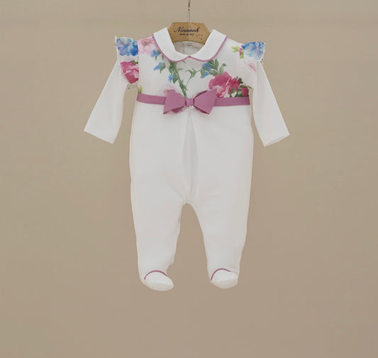 Ninnoah pink & blue roses babygrow