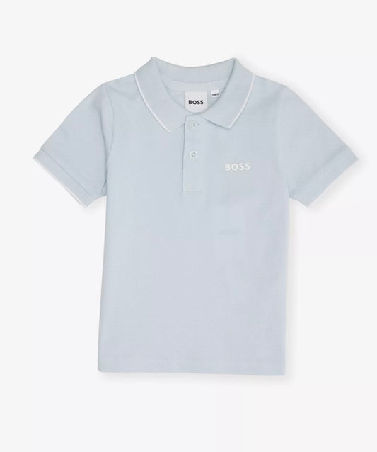 boss pale blue logo polo shirt