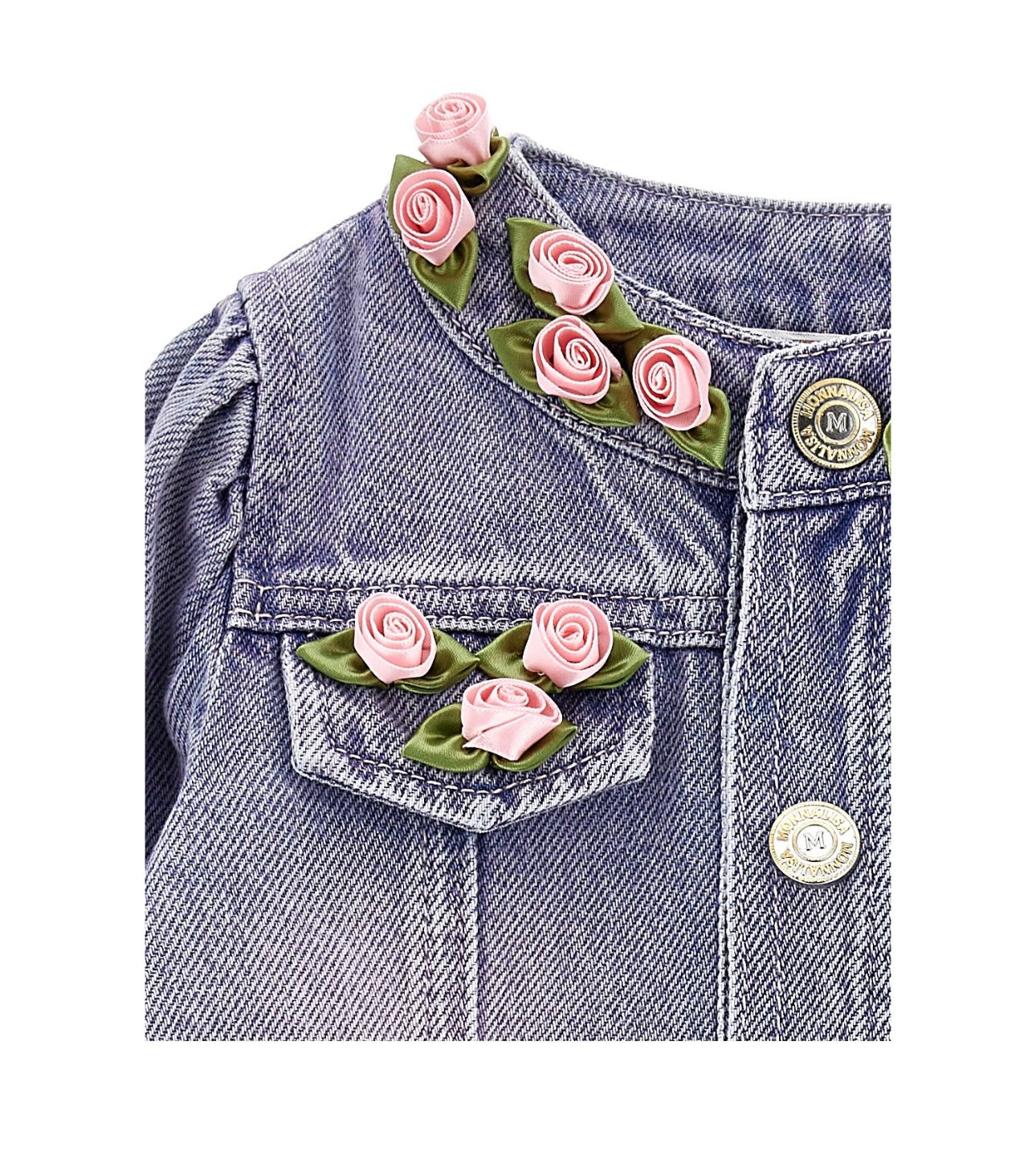 Monnalisa pink wash denim rose jacket