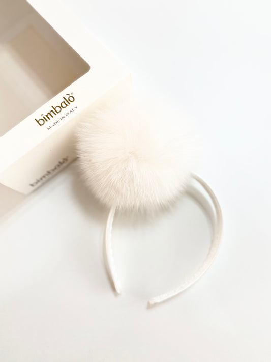Bimbalo white fur Pom Pom headband