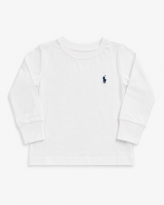 Ralph Lauren white with navy logo long sleeve t-shirt