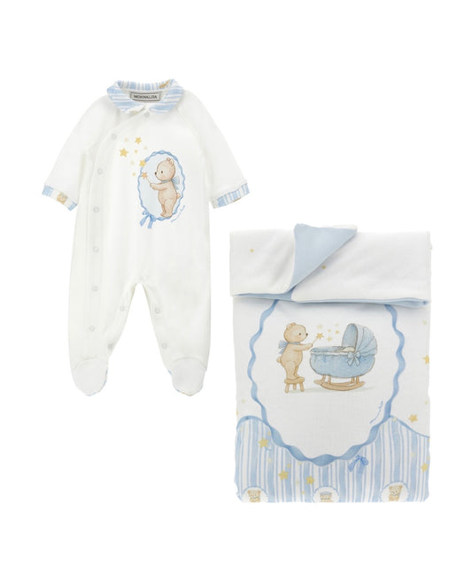 PRE ORDER - monnalisa boys Teddy blanket & babygrow set