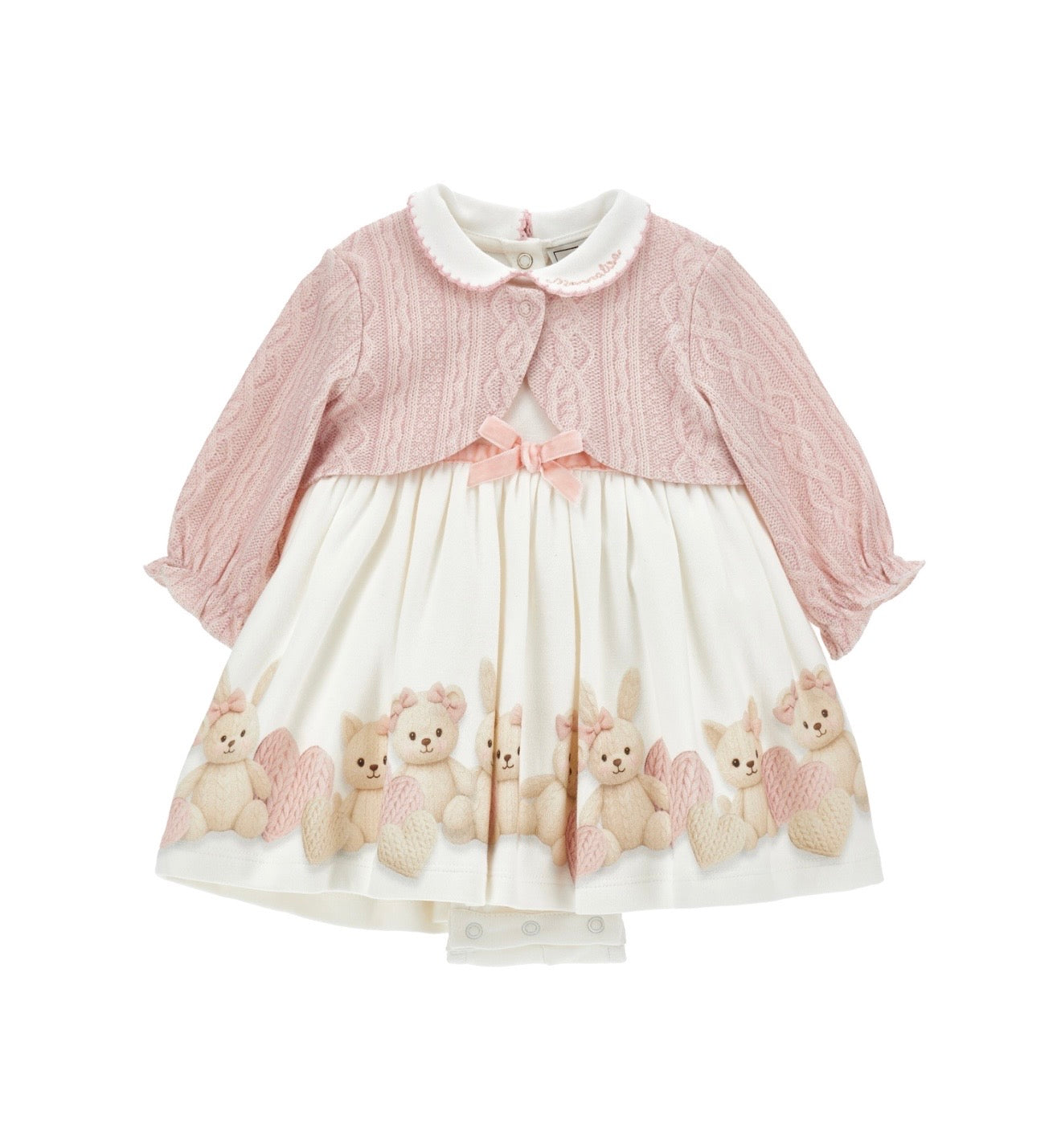 PRE ORDER - monnalisa pink teddy dress & cardigan set