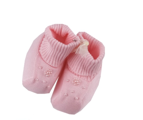 Bimbalo pink pearly knit booties