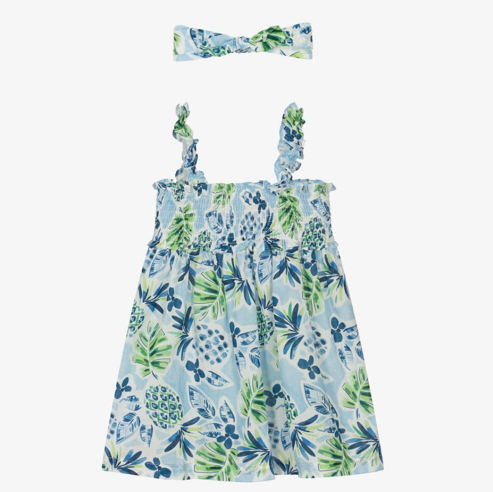 Mayoral girls blue tropical dress set