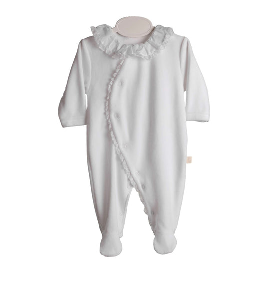 Baby Gi white velour lace baby grow